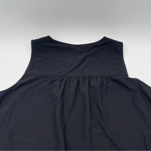 Eileen Fisher Black Knit Split Neck Sleeveless Dress Sz Large Summer Above Knee - Picture 6 of 13